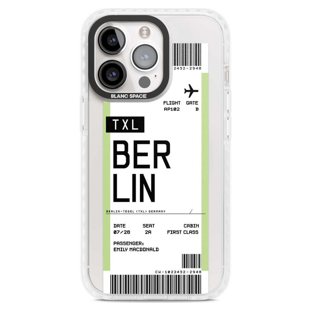 Personalised Berlin Boarding Pass Custom Phone Case iPhone 15 Pro Max / Magsafe Impact Case,iPhone 15 Pro / Magsafe Impact Case Blanc Space