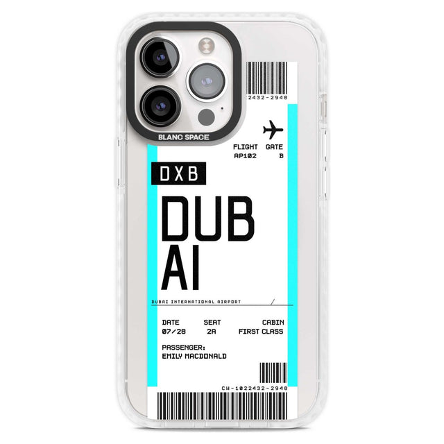 Personalised Dubai Boarding Pass Custom Phone Case iPhone 15 Pro Max / Magsafe Impact Case,iPhone 15 Pro / Magsafe Impact Case Blanc Space