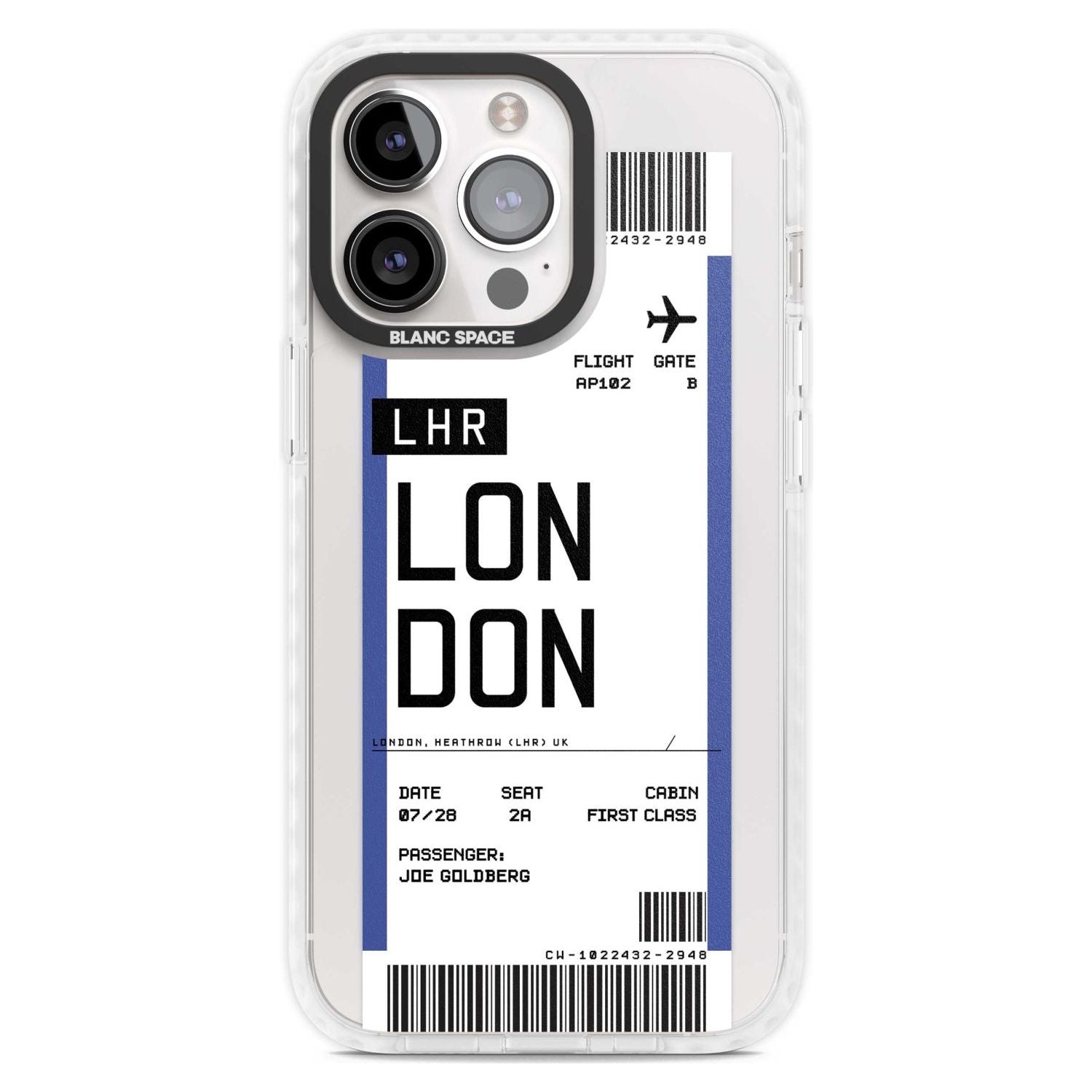 Personalised London Boarding Pass Custom Phone Case iPhone 15 Pro Max / Magsafe Impact Case,iPhone 15 Pro / Magsafe Impact Case Blanc Space