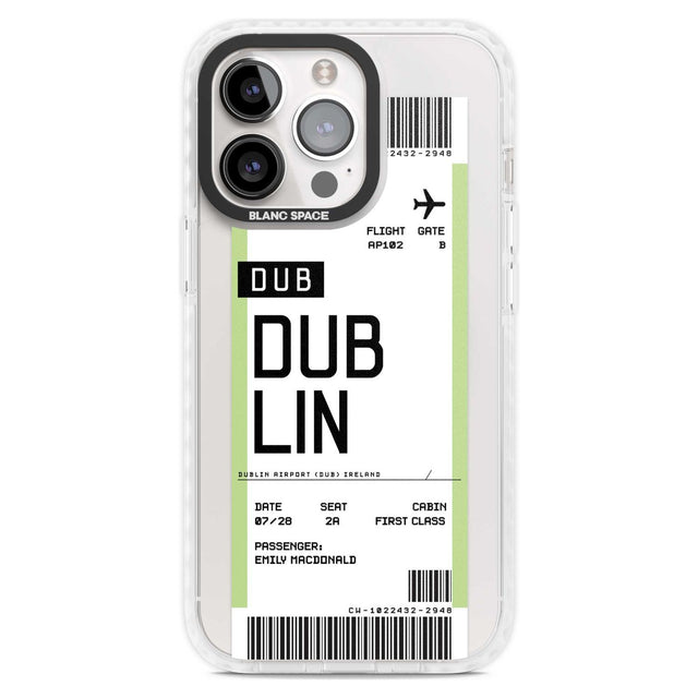 Personalised Dublin Boarding Pass Custom Phone Case iPhone 15 Pro Max / Magsafe Impact Case,iPhone 15 Pro / Magsafe Impact Case Blanc Space