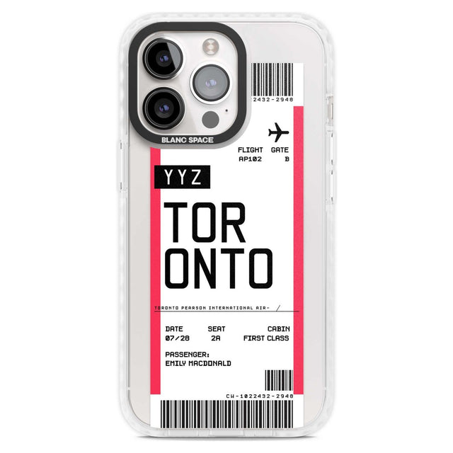 Personalised Toronto Boarding Pass Custom Phone Case iPhone 15 Pro Max / Magsafe Impact Case,iPhone 15 Pro / Magsafe Impact Case Blanc Space