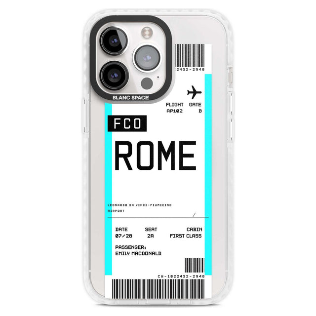 Personalised Rome Boarding Pass Custom Phone Case iPhone 15 Pro Max / Magsafe Impact Case,iPhone 15 Pro / Magsafe Impact Case Blanc Space