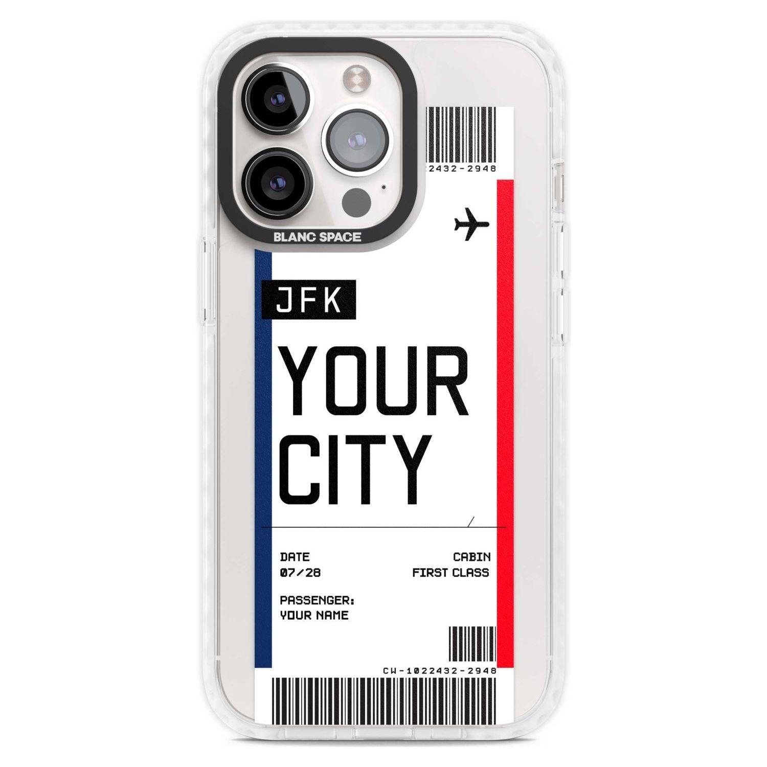 Personalised Create Your Own Boarding Pass Ticket Custom Phone Case iPhone 15 Pro Max / Magsafe Impact Case,iPhone 15 Pro / Magsafe Impact Case Blanc Space