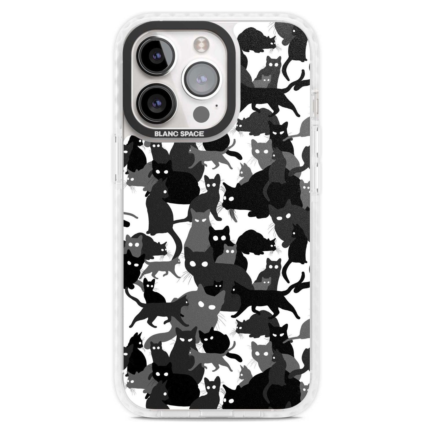Black & White Cat Camouflage Phone Case iPhone 15 Pro Max / Magsafe Impact Case,iPhone 15 Pro / Magsafe Impact Case Blanc Space