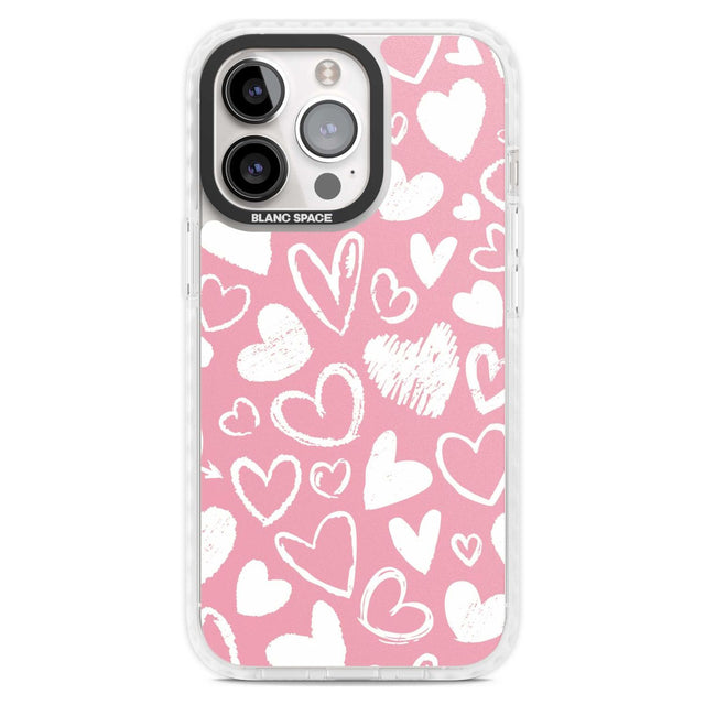 Chalk Hearts Phone Case iPhone 15 Pro Max / Magsafe Impact Case,iPhone 15 Pro / Magsafe Impact Case Blanc Space