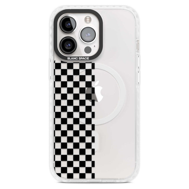 Checker: Half Black Check on Clear Phone Case iPhone 15 Pro Max / Magsafe Impact Case,iPhone 15 Pro / Magsafe Impact Case Blanc Space