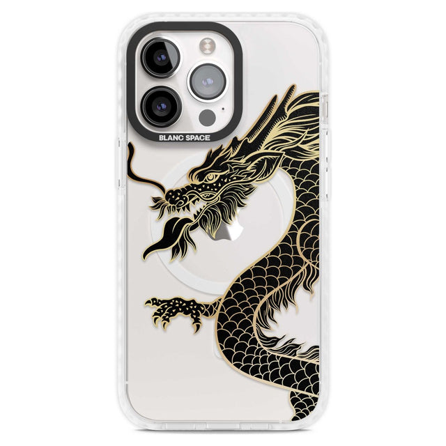 Large Black Dragon Phone Case iPhone 15 Pro Max / Magsafe Impact Case,iPhone 15 Pro / Magsafe Impact Case Blanc Space