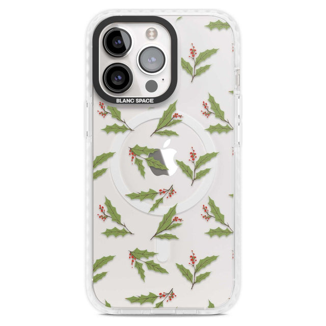 Christmas Holly Pattern Phone Case iPhone 15 Pro Max / Magsafe Impact Case,iPhone 15 Pro / Magsafe Impact Case Blanc Space