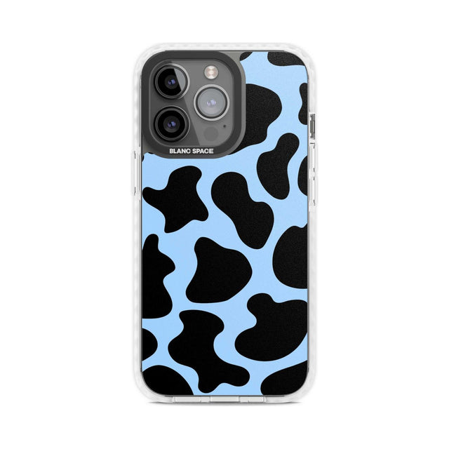 Blue and Black Cow Print Phone Case iPhone 15 Pro Max / Magsafe Impact Case,iPhone 15 Pro / Magsafe Impact Case Blanc Space