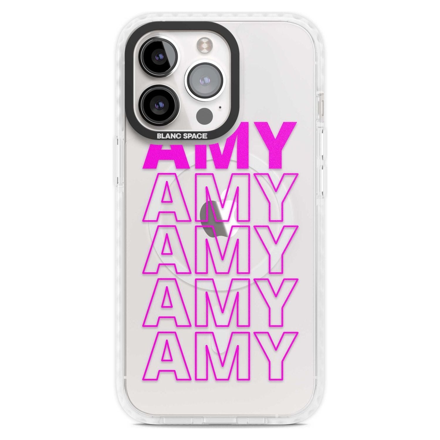 Personalised Clear Text  5D Custom Phone Case iPhone 15 Pro Max / Magsafe Impact Case,iPhone 15 Pro / Magsafe Impact Case Blanc Space