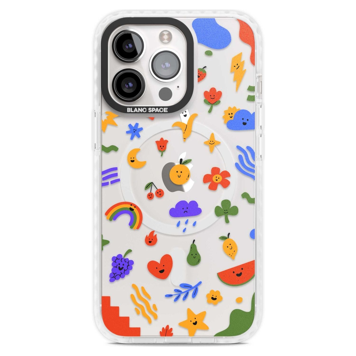 Mixed Cute Icon Pattern - Clear Phone Case iPhone 15 Pro Max / Magsafe Impact Case,iPhone 15 Pro / Magsafe Impact Case Blanc Space