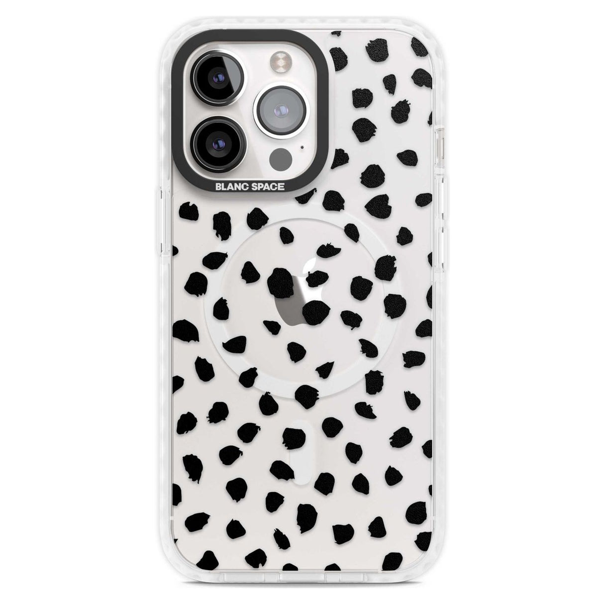 Black on Transparent Dalmatian Polka Dot Spots Phone Case iPhone 15 Pro Max / Magsafe Impact Case,iPhone 15 Pro / Magsafe Impact Case Blanc Space