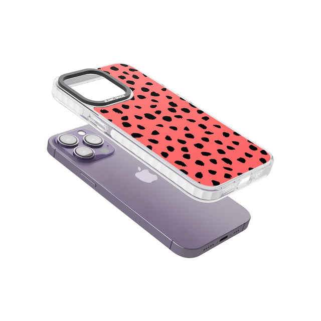 Black on Salmon Pink Dalmatian Polka Dot Spots Phone Case iPhone 15 Pro Max / Black Impact Case,iPhone 15 Plus / Black Impact Case,iPhone 15 Pro / Black Impact Case,iPhone 15 / Black Impact Case,iPhone 15 Pro Max / Impact Case,iPhone 15 Plus / Impact Case,iPhone 15 Pro / Impact Case,iPhone 15 / Impact Case,iPhone 15 Pro Max / Magsafe Black Impact Case,iPhone 15 Plus / Magsafe Black Impact Case,iPhone 15 Pro / Magsafe Black Impact Case,iPhone 15 / Magsafe Black Impact Case,iPhone 14 Pro Max / Black Impact Ca