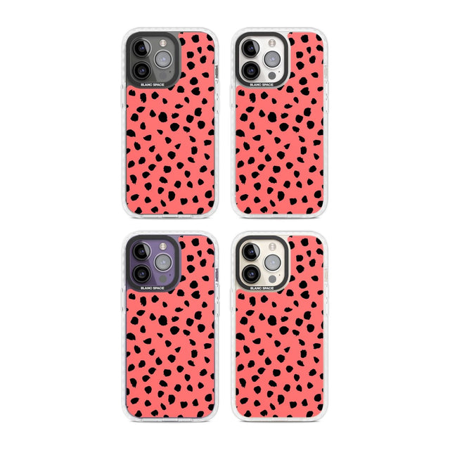 Black on Salmon Pink Dalmatian Polka Dot Spots Phone Case iPhone 15 Pro Max / Black Impact Case,iPhone 15 Plus / Black Impact Case,iPhone 15 Pro / Black Impact Case,iPhone 15 / Black Impact Case,iPhone 15 Pro Max / Impact Case,iPhone 15 Plus / Impact Case,iPhone 15 Pro / Impact Case,iPhone 15 / Impact Case,iPhone 15 Pro Max / Magsafe Black Impact Case,iPhone 15 Plus / Magsafe Black Impact Case,iPhone 15 Pro / Magsafe Black Impact Case,iPhone 15 / Magsafe Black Impact Case,iPhone 14 Pro Max / Black Impact Ca