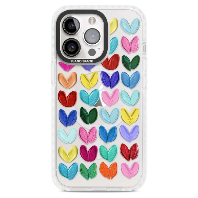 Oil Painted Hearts Phone Case iPhone 15 Pro Max / Magsafe Impact Case,iPhone 15 Pro / Magsafe Impact Case Blanc Space