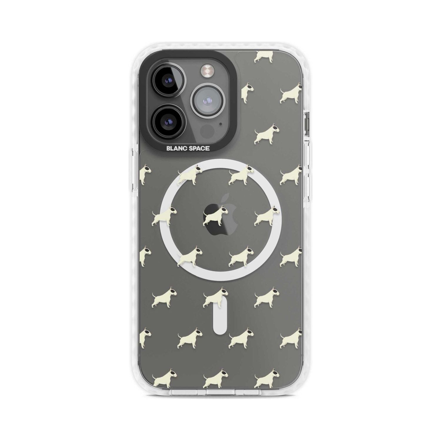 Bull Terrier Dog Pattern Clear Phone Case iPhone 15 Pro Max / Magsafe Impact Case,iPhone 15 Pro / Magsafe Impact Case Blanc Space