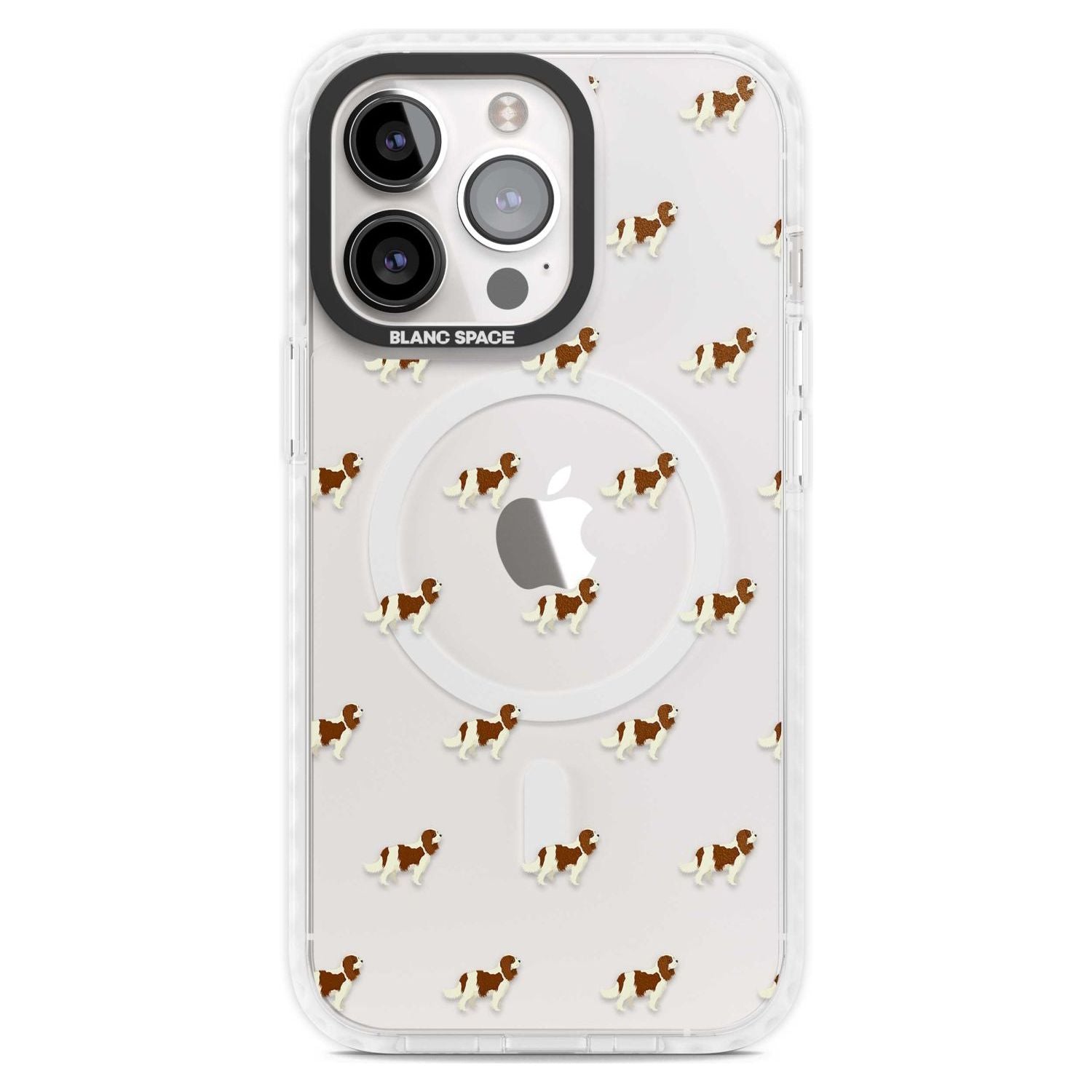 Cavalier King Charles Spaniel Pattern Clear Phone Case iPhone 15 Pro Max / Magsafe Impact Case,iPhone 15 Pro / Magsafe Impact Case Blanc Space