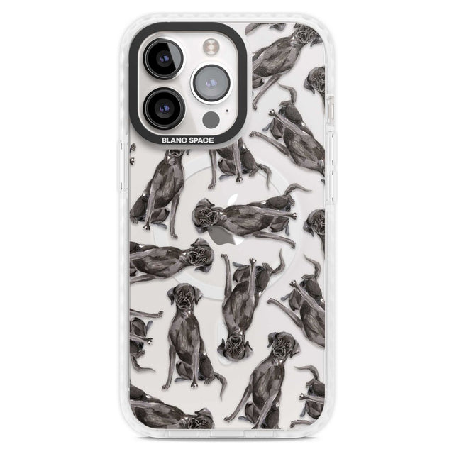 Black Labrador Watercolour Dog Pattern Phone Case iPhone 15 Pro Max / Magsafe Impact Case,iPhone 15 Pro / Magsafe Impact Case Blanc Space