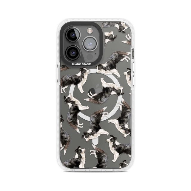 Border Collie Watercolour Dog Pattern Phone Case iPhone 15 Pro Max / Magsafe Impact Case,iPhone 15 Pro / Magsafe Impact Case Blanc Space