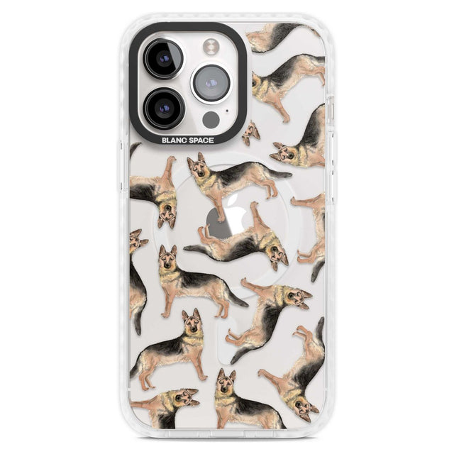 German Shepherd Watercolour Dog Pattern Phone Case iPhone 15 Pro Max / Magsafe Impact Case,iPhone 15 Pro / Magsafe Impact Case Blanc Space