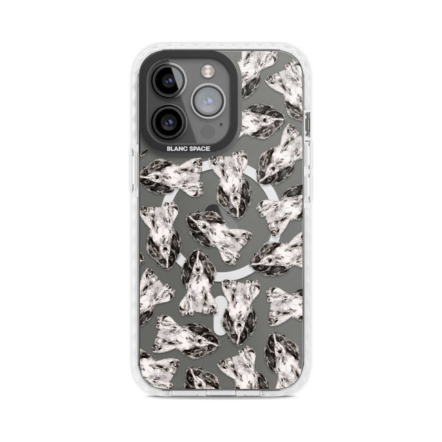 Cocker Spaniel (Black) Watercolour Dog Pattern Phone Case iPhone 15 Pro Max / Magsafe Impact Case,iPhone 15 Pro / Magsafe Impact Case Blanc Space