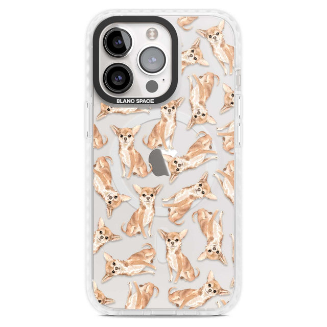 Chihuahua Watercolour Dog Pattern Phone Case iPhone 15 Pro Max / Magsafe Impact Case,iPhone 15 Pro / Magsafe Impact Case Blanc Space