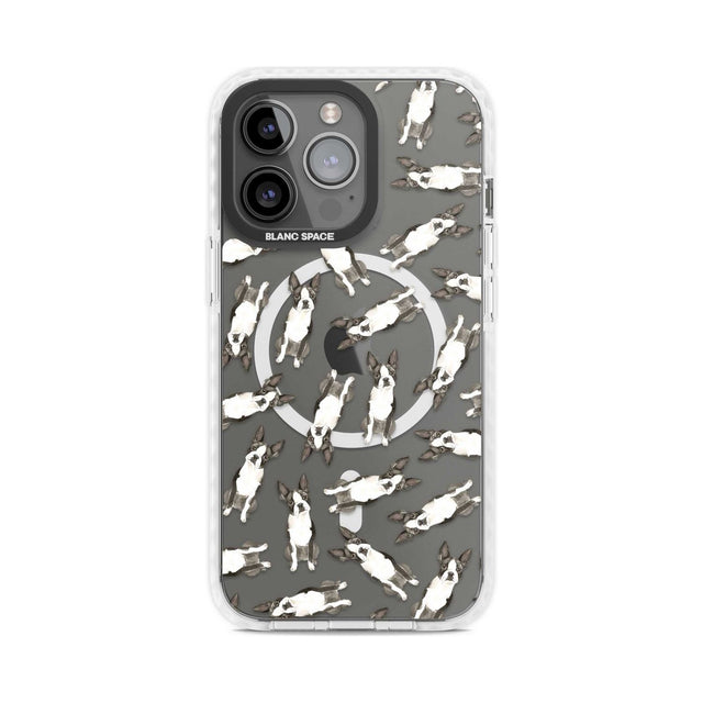 Boston Terrier Watercolour Dog Pattern Phone Case iPhone 15 Pro Max / Magsafe Impact Case,iPhone 15 Pro / Magsafe Impact Case Blanc Space