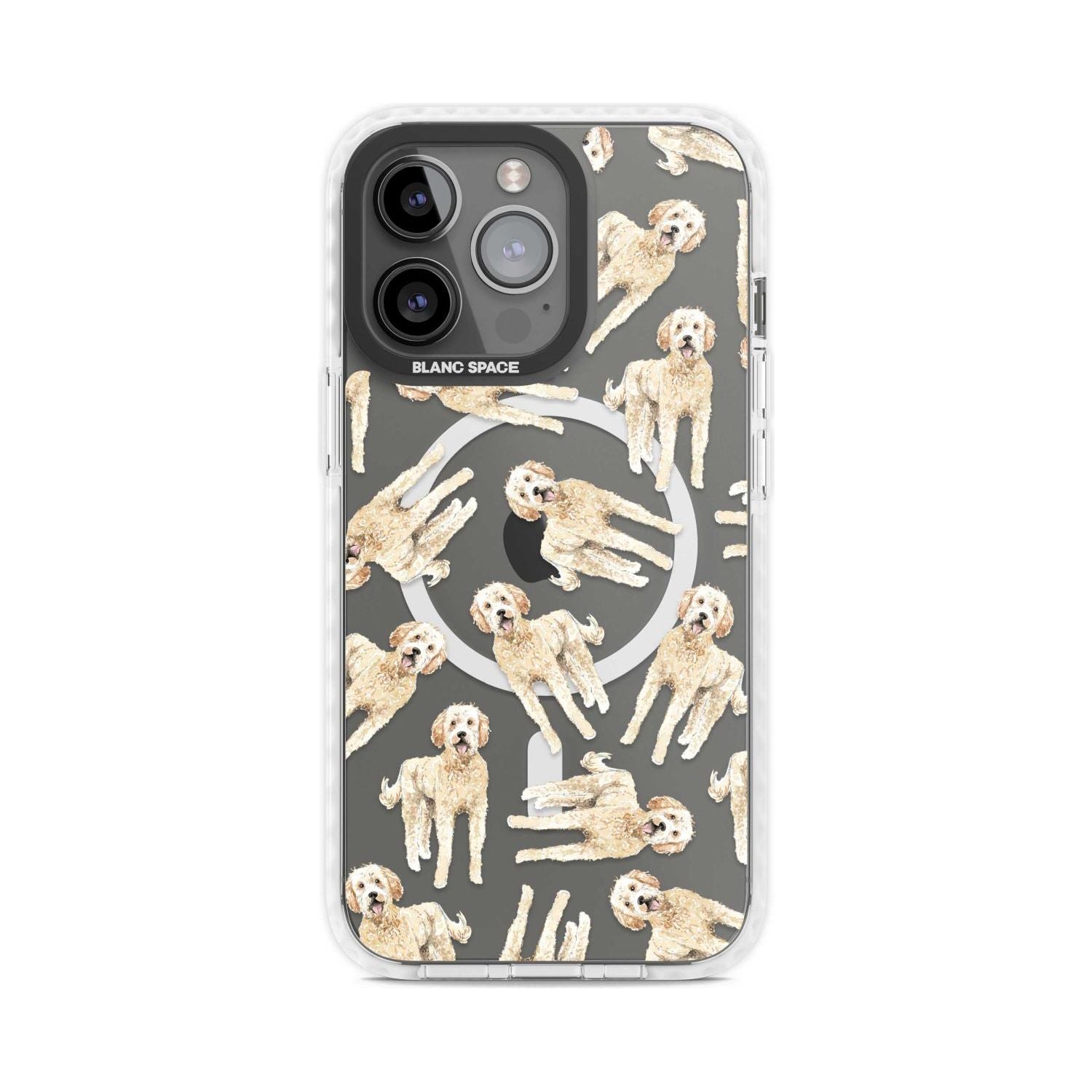 Goldendoodle Watercolour Dog Pattern Phone Case iPhone 15 Pro Max / Magsafe Impact Case,iPhone 15 Pro / Magsafe Impact Case Blanc Space