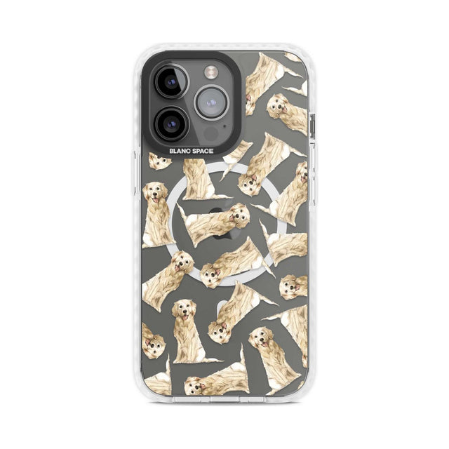 Golden Retriever Watercolour Dog Pattern Phone Case iPhone 15 Pro Max / Magsafe Impact Case,iPhone 15 Pro / Magsafe Impact Case Blanc Space