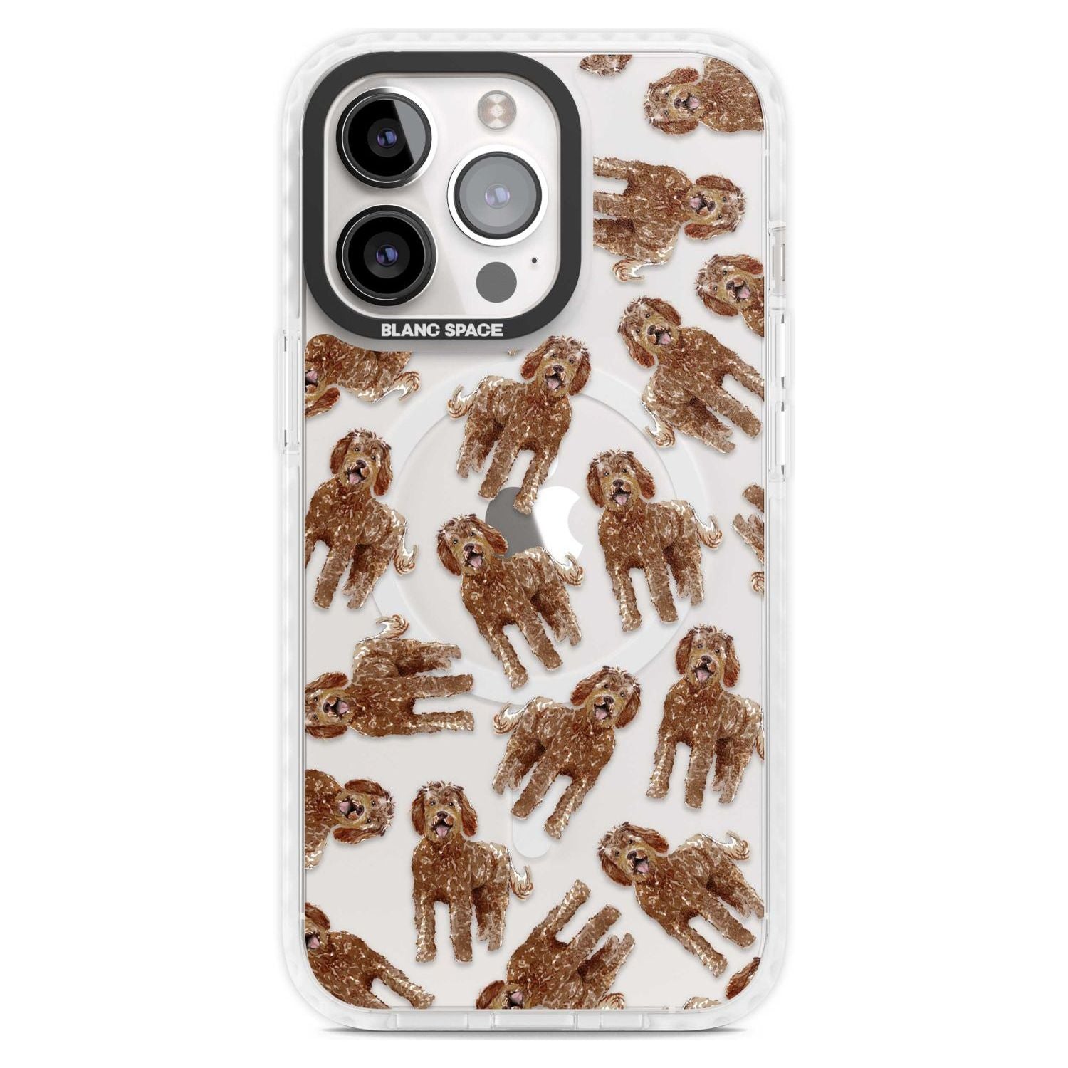 Labradoodle (Brown) Watercolour Dog Pattern Phone Case iPhone 15 Pro Max / Magsafe Impact Case,iPhone 15 Pro / Magsafe Impact Case Blanc Space