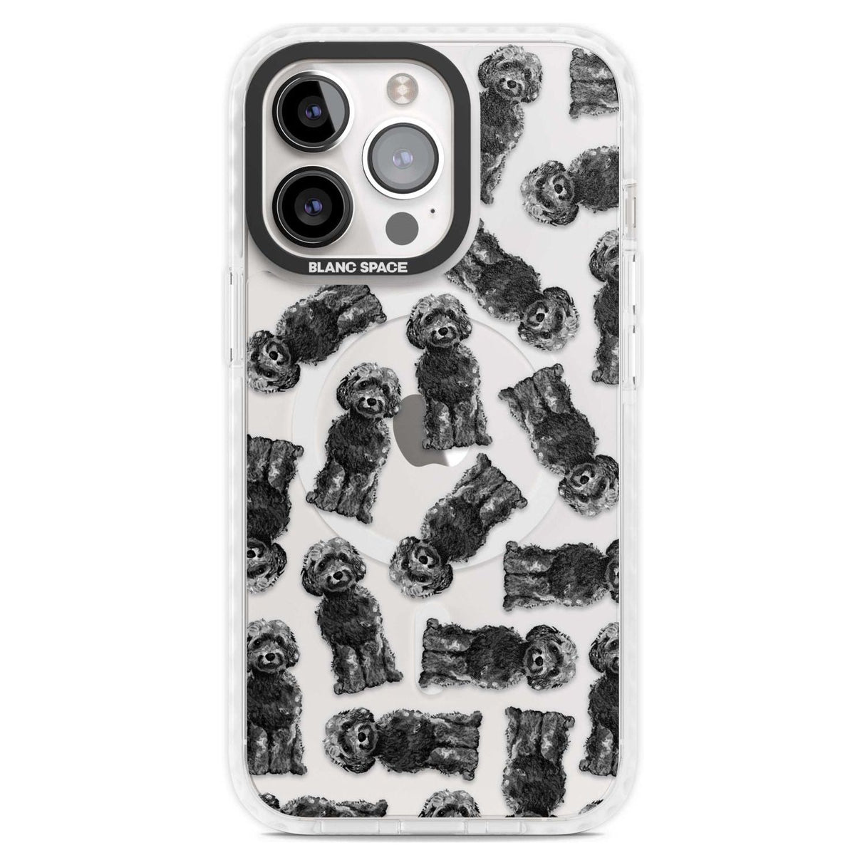 Cockapoo (Black) Watercolour Dog Pattern Phone Case iPhone 15 Pro Max / Magsafe Impact Case,iPhone 15 Pro / Magsafe Impact Case Blanc Space
