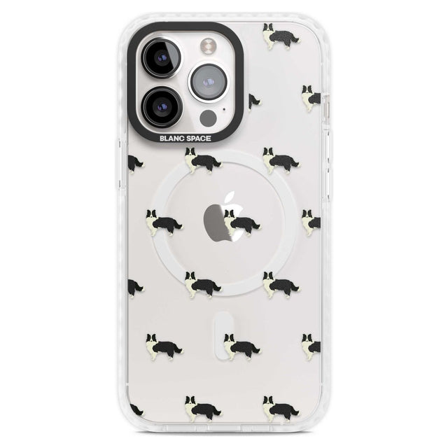 Border Collie Dog Pattern Clear Phone Case iPhone 15 Pro Max / Magsafe Impact Case,iPhone 15 Pro / Magsafe Impact Case Blanc Space