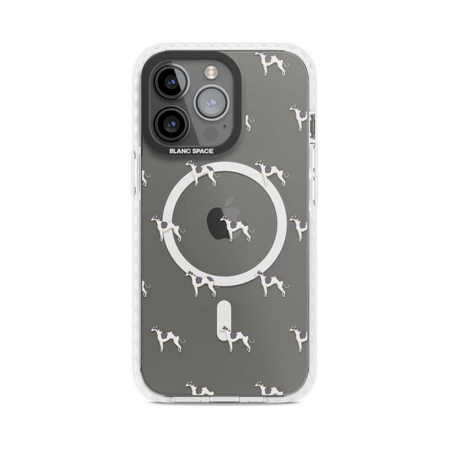 Greyhound Dog Pattern Clear Phone Case iPhone 15 Pro Max / Magsafe Impact Case,iPhone 15 Pro / Magsafe Impact Case Blanc Space
