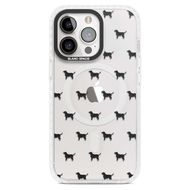 Black Labrador Dog Pattern Clear Phone Case iPhone 15 Pro Max / Magsafe Impact Case,iPhone 15 Pro / Magsafe Impact Case Blanc Space
