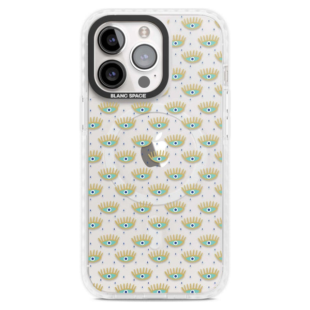 Crying Eyes (Clear) Psychedelic Eyes Pattern Phone Case iPhone 15 Pro Max / Magsafe Impact Case,iPhone 15 Pro / Magsafe Impact Case Blanc Space