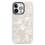 Abstract Continuous Line Faces White on Beige Phone Case iPhone 15 Pro Max / Magsafe Impact Case,iPhone 15 Pro / Magsafe Impact Case Blanc Space