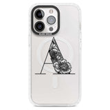 Floral Monogram Letter Custom Phone Case iPhone 15 Pro Max / Magsafe Impact Case,iPhone 15 Pro / Magsafe Impact Case Blanc Space