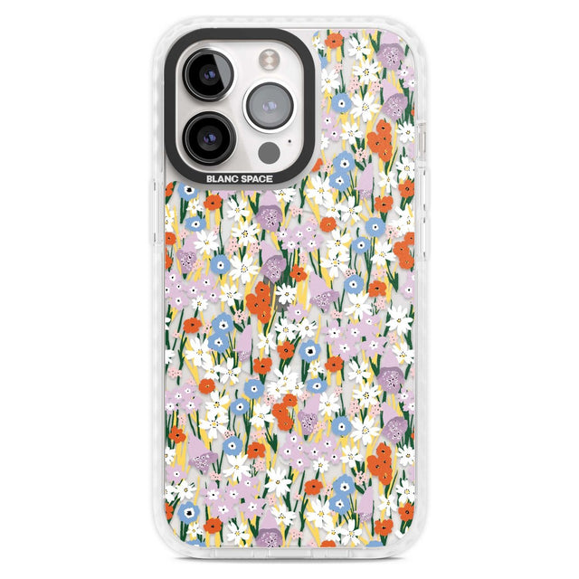 Energetic Floral Mix: Transparent Phone Case iPhone 15 Pro Max / Magsafe Impact Case,iPhone 15 Pro / Magsafe Impact Case Blanc Space