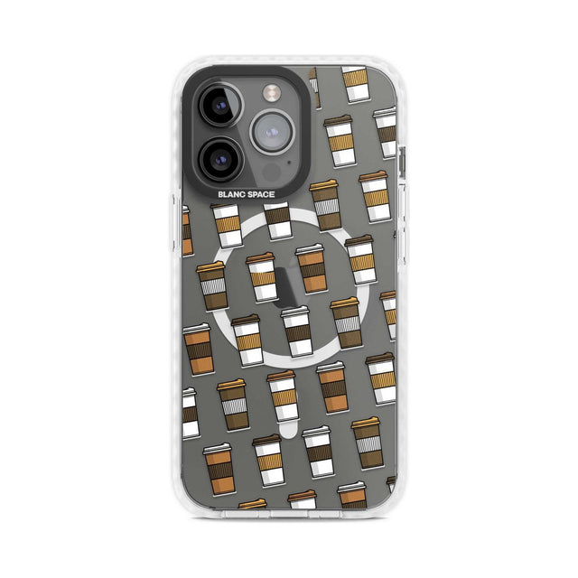 Coffee Cup Pattern Phone Case iPhone 15 Pro Max / Magsafe Impact Case,iPhone 15 Pro / Magsafe Impact Case Blanc Space