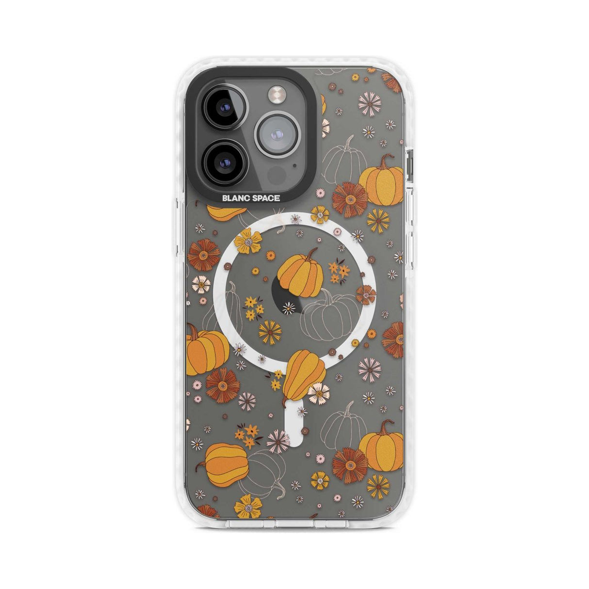 Halloween Pumpkins and Flowers Phone Case iPhone 15 Pro Max / Magsafe Impact Case,iPhone 15 Pro / Magsafe Impact Case Blanc Space