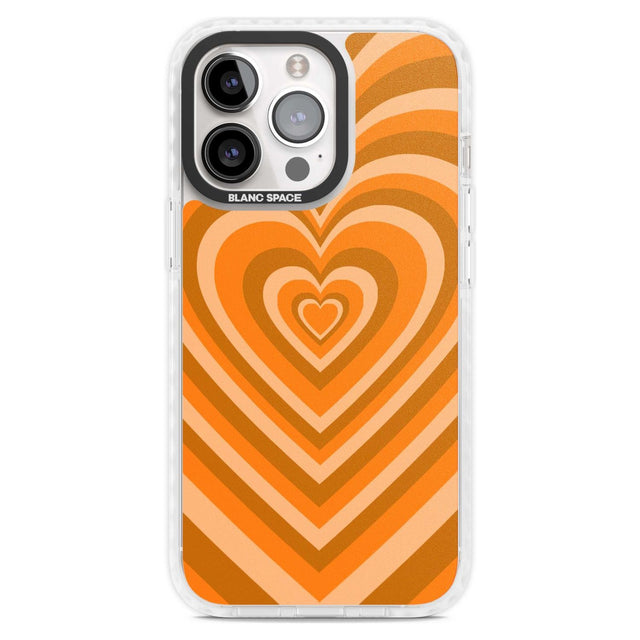 Orange Heart Illusion Phone Case iPhone 15 Pro Max / Magsafe Impact Case,iPhone 15 Pro / Magsafe Impact Case Blanc Space