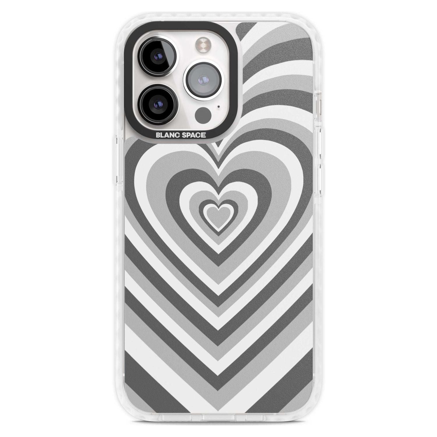 Monochrome Heart Illusion Phone Case iPhone 15 Pro Max / Magsafe Impact Case,iPhone 15 Pro / Magsafe Impact Case Blanc Space