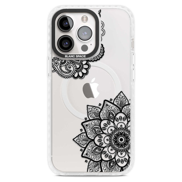 Black Henna Florals Phone Case iPhone 15 Pro Max / Magsafe Impact Case,iPhone 15 Pro / Magsafe Impact Case Blanc Space