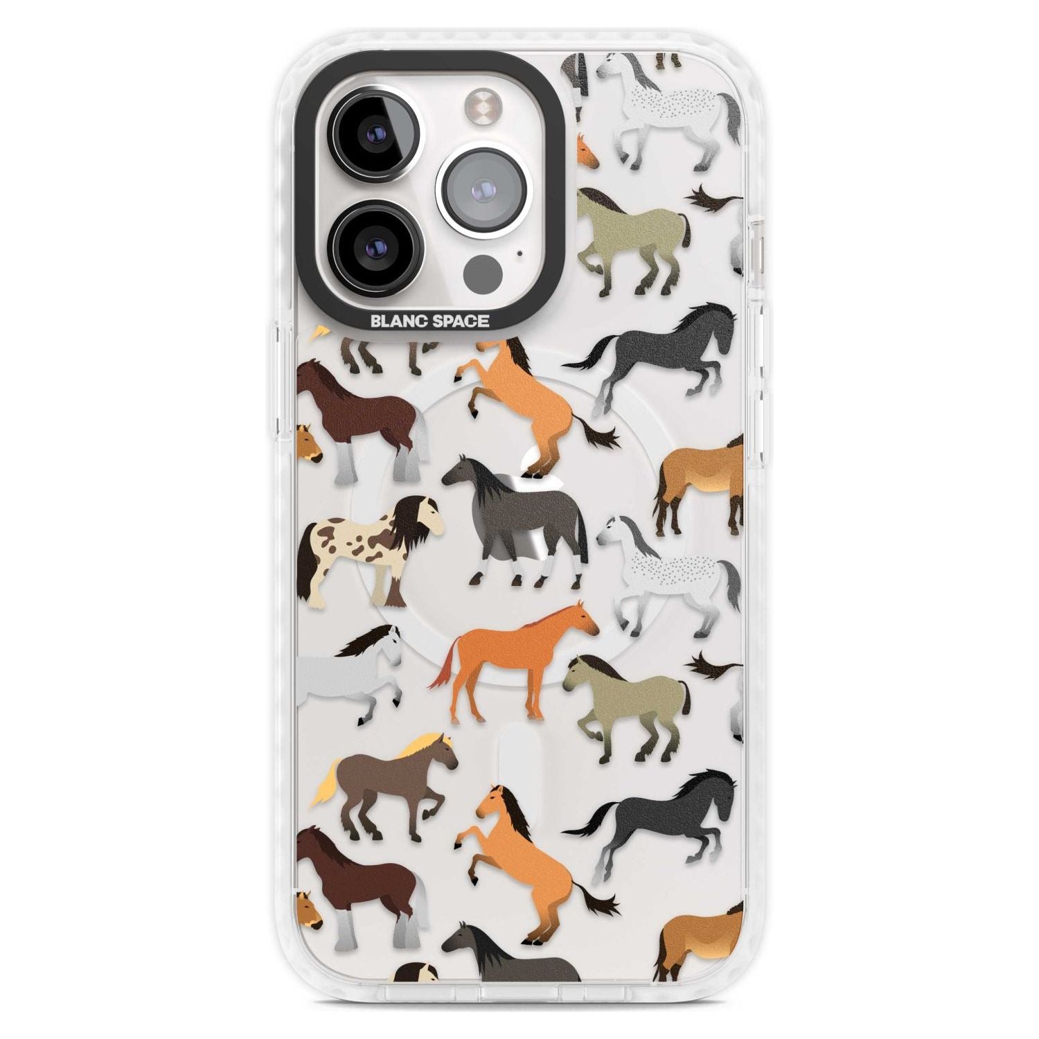 Horse Pattern Phone Case iPhone 15 Pro Max / Magsafe Impact Case,iPhone 15 Pro / Magsafe Impact Case Blanc Space