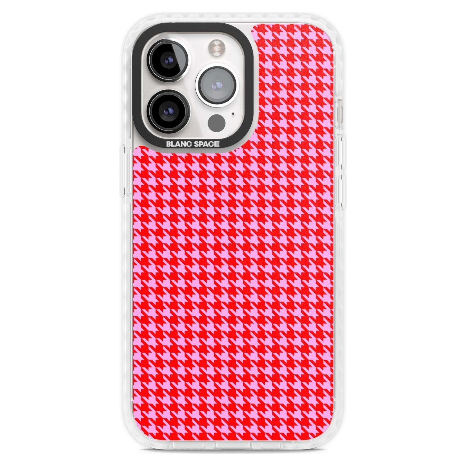 Neon Pink & Red Houndstooth Pattern Phone Case iPhone 15 Pro Max / Magsafe Impact Case,iPhone 15 Pro / Magsafe Impact Case Blanc Space
