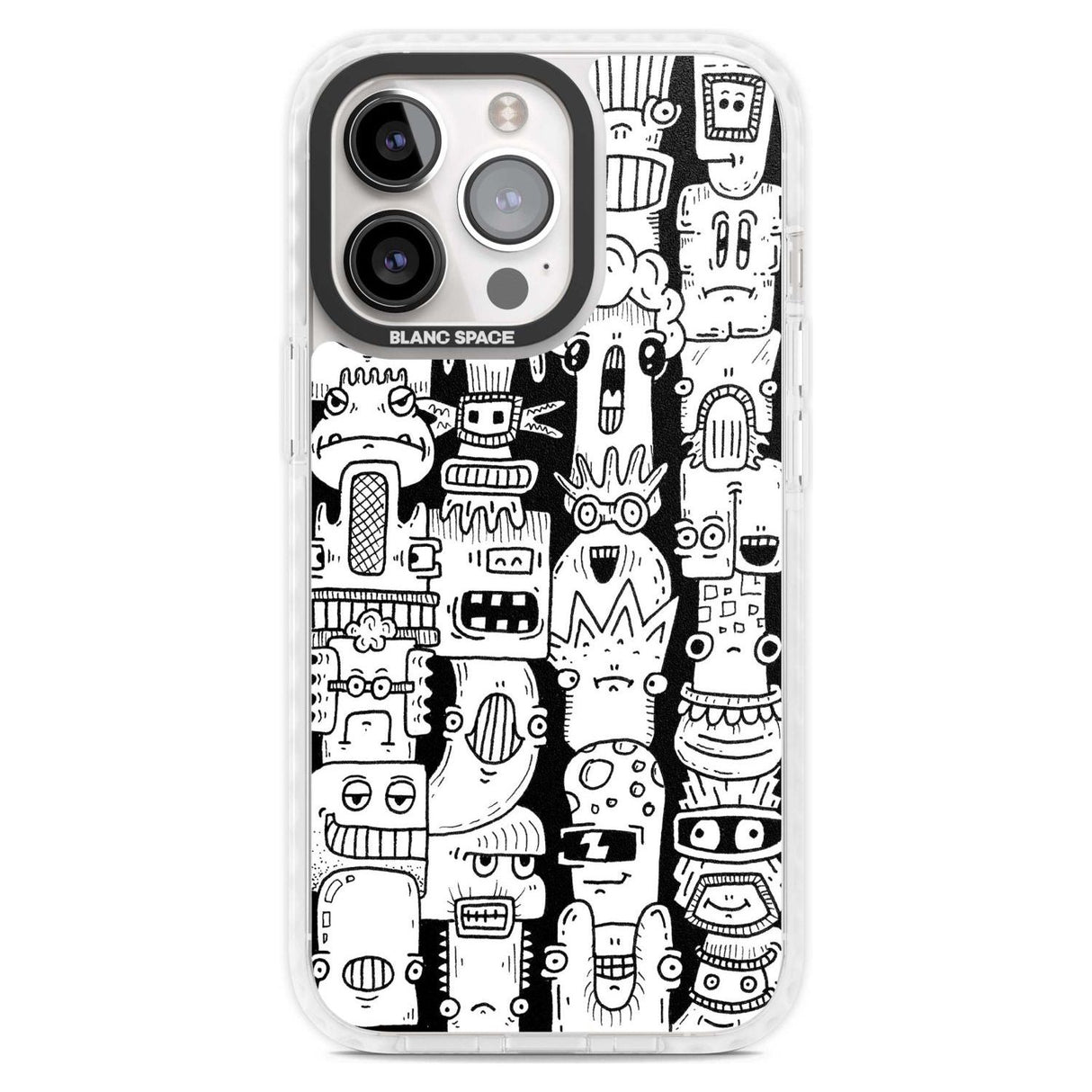 Monochrome Heads Phone Case iPhone 15 Pro Max / Magsafe Impact Case,iPhone 15 Pro / Magsafe Impact Case Blanc Space