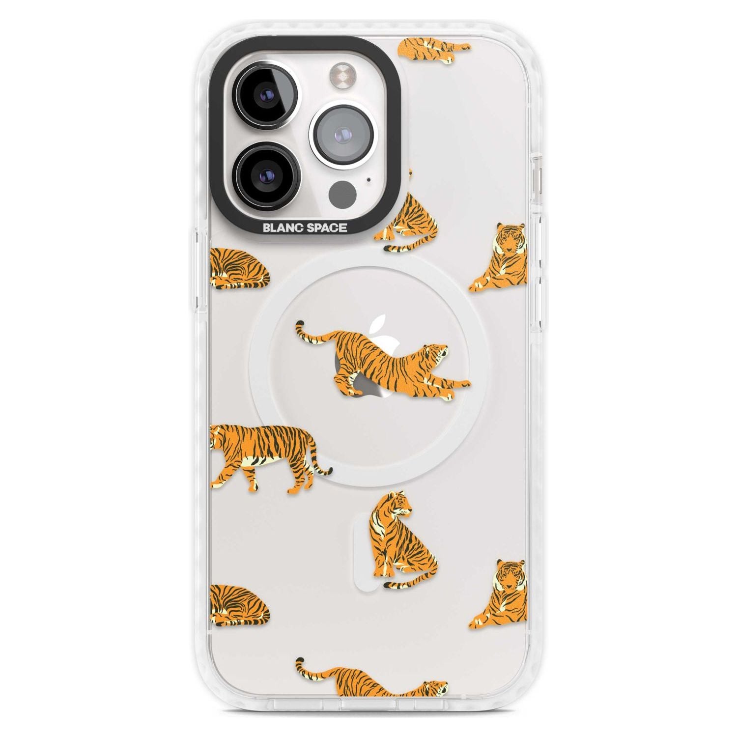 Clear Tiger Jungle Cat Pattern Phone Case iPhone 15 Pro Max / Magsafe Impact Case,iPhone 15 Pro / Magsafe Impact Case Blanc Space