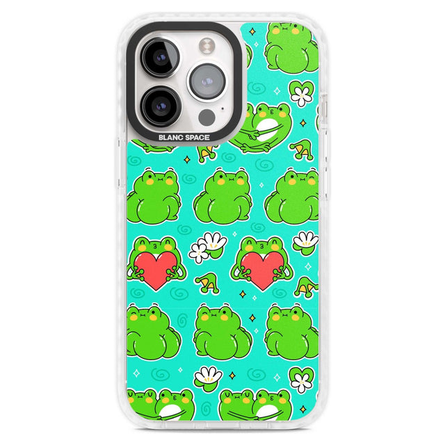 Frog Booty Kawaii Pattern Phone Case iPhone 15 Pro Max / Magsafe Impact Case,iPhone 15 Pro / Magsafe Impact Case Blanc Space