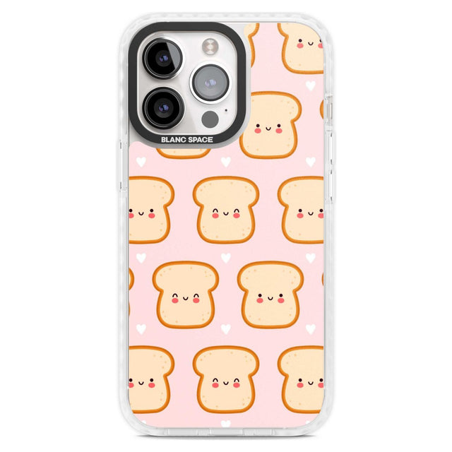Bread Faces Kawaii Pattern Phone Case iPhone 15 Pro Max / Magsafe Impact Case,iPhone 15 Pro / Magsafe Impact Case Blanc Space