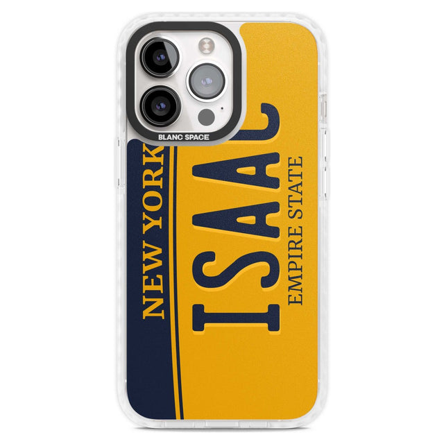 New York License Plate Custom Phone Case iPhone 15 Pro Max / Magsafe Impact Case,iPhone 15 Pro / Magsafe Impact Case Blanc Space